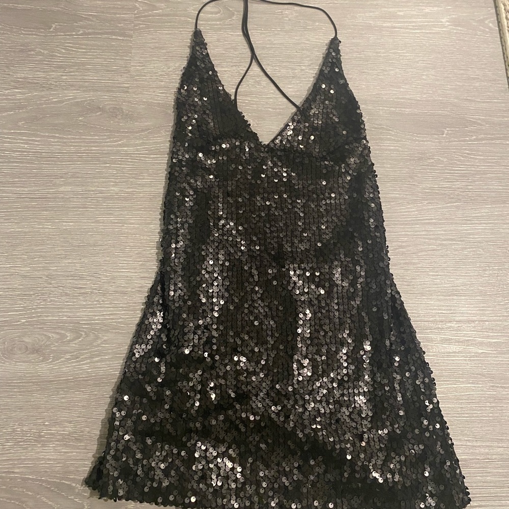 Black Sequin Slip dress